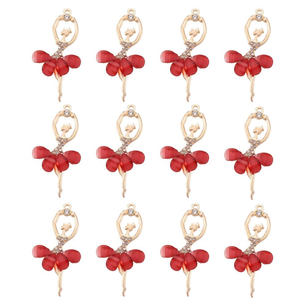 7936 20Pcs Ballet Charms for Bracelets, Dance Charms Ballerina Pendants Red